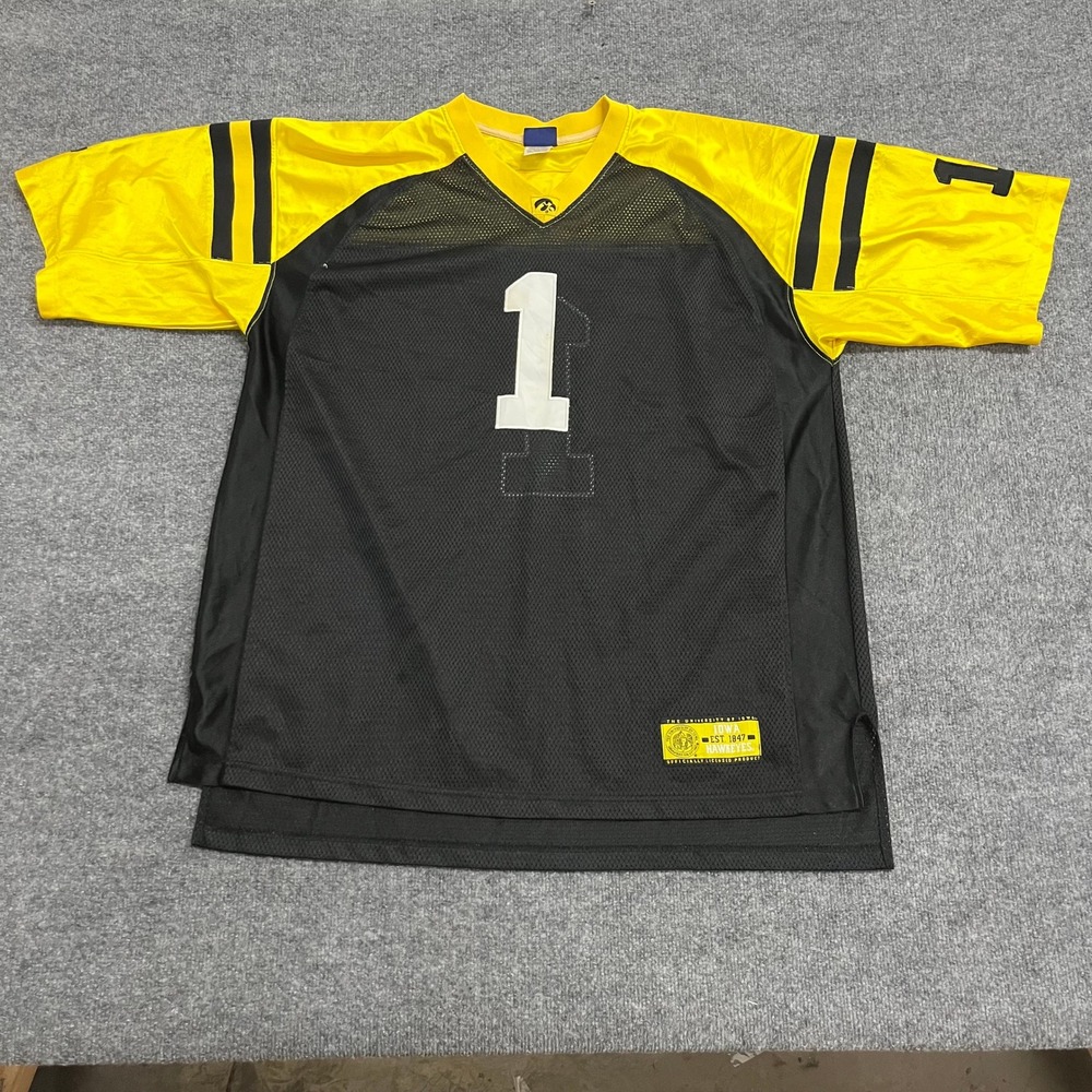 Iowa Hawkeyes Jersey Mens Size XXL Black Yellow Mesh Football Fan Gear Gameday